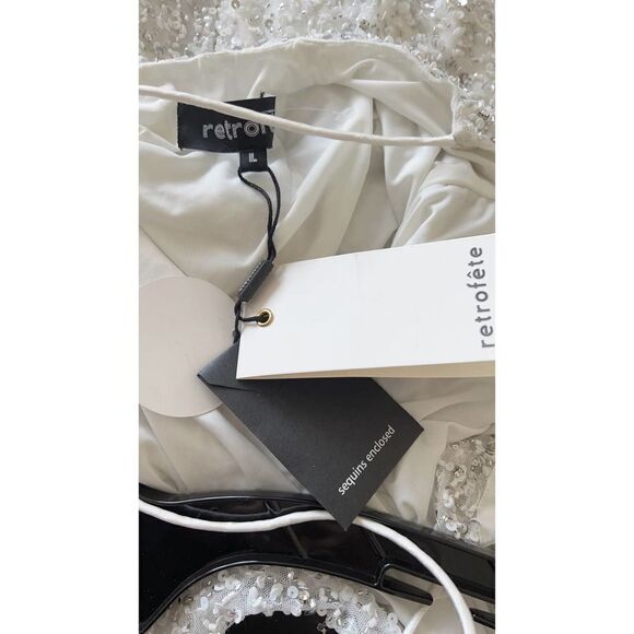 Retrofete MICH SEQUIN mini DRESS white silver L - Picture 11 of 12